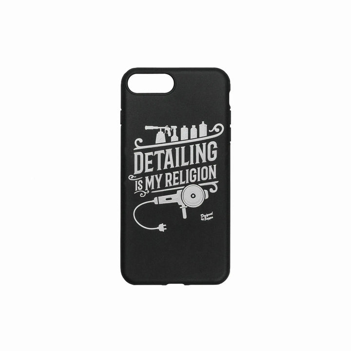 Cover Iphone 7/8 scritta Detailing My Religion con Lucidatrice e bottiglie - Prodotti per il Detailing e cura dell’auto