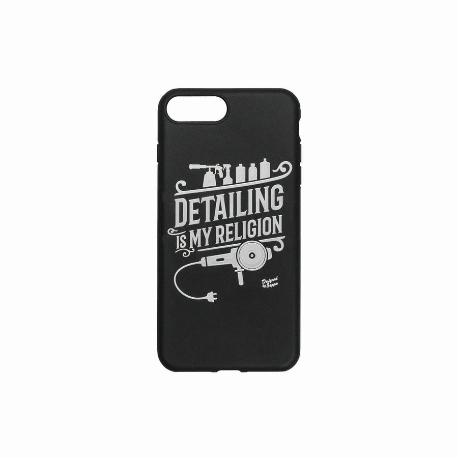 Cover Iphone 7/8 scritta Detailing My Religion con Lucidatrice e bottiglie - Prodotti per il Detailing e cura dell’auto