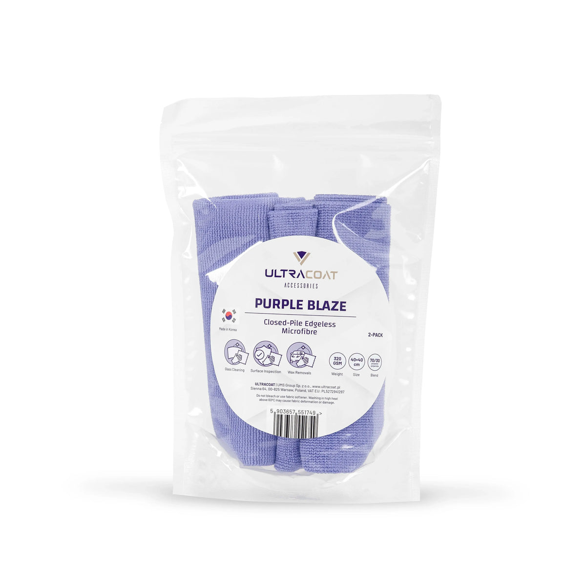 UltraCoat Purple Blaze — panno microfibra a pelo corto senza bordi, confezione 2 pezzi