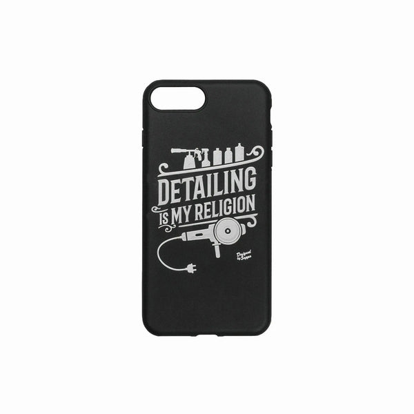 Cover Iphone 7/8 scritta Detailing My Religion con Lucidatrice e bottiglie - Prodotti per il Detailing e cura dell’auto