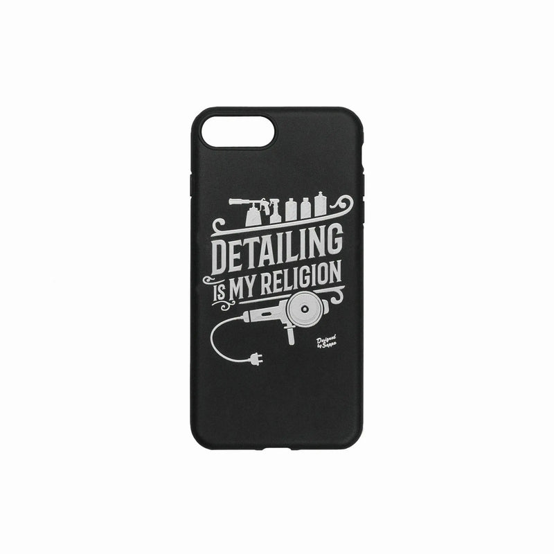 Cover Iphone 7/8 scritta Detailing My Religion con Lucidatrice e bottiglie