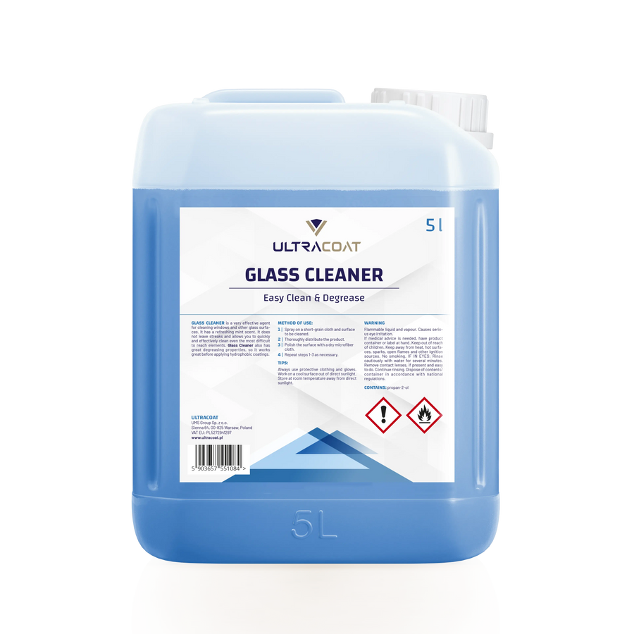 UltraCoat Glass Cleaner, pulitore sgrassatore vetri auto senza striature, tanica 5 litri