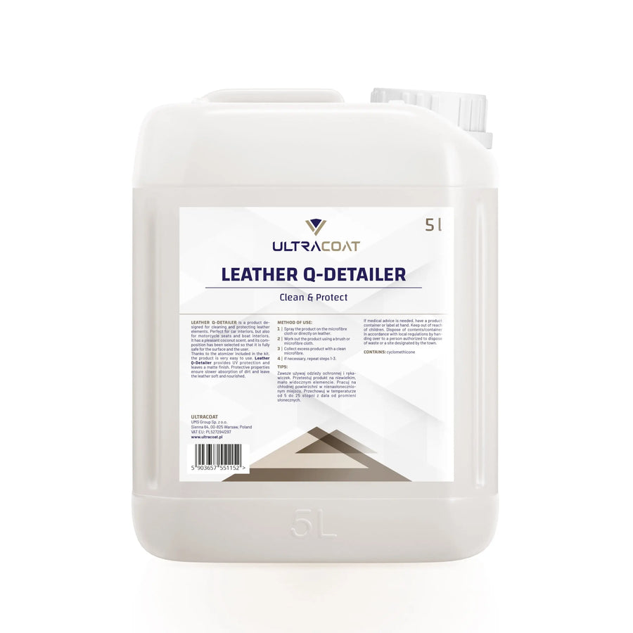 UltraCoat Leather Q-Detailer, detergente e protettivo pelle auto con filtro UV, tanica 5 litri