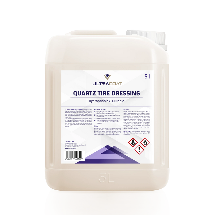 UltraCoat Quartz Tire Dressing nero gomma satinato per auto, tanica 5 litri